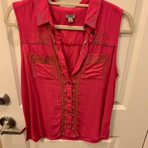 Urban outfitters pink tribal print top